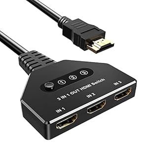HDMI Splitter HDMI-schakelaar, FOKKY HDMI 4K Splitter Automatisch/Handmatig Vergulde 3-poorts HDMI-schakelaar Ondersteunt 4K /3D / Uhd / Hd / 1080P voor Xbox Ps4 Ps3 Blu-Ray Firestick HDTV en Apple TV