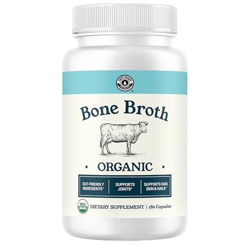 Grass-Fed Bone Broth Capsules with Collagen from Organic Bone Broth Powder. Collagen Supplement for...