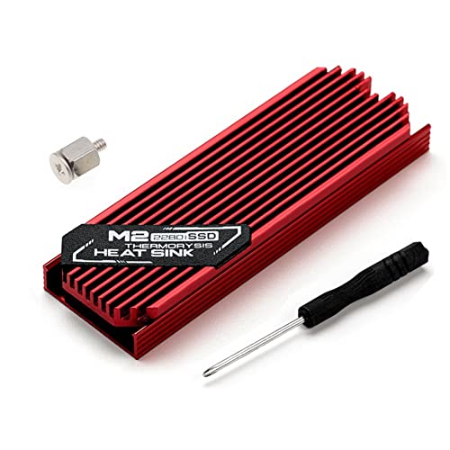Srutueo Ultrathin M.2 SSD Heat Sink M2 2280 Solid State Hard Disk Aluminum Heatsink Cooler Cooling Thermal Pad Red, 500317411A1
