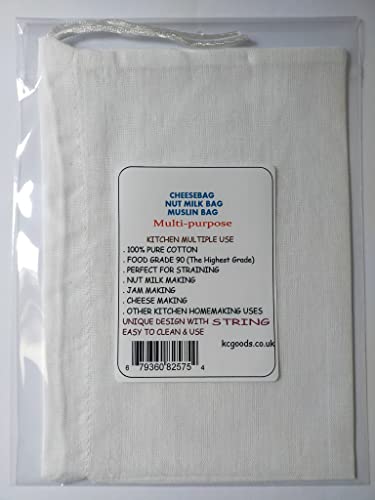 Nut Milk Bag 100% Pure Cotton Food Grade 1pcs Cheesebag, Muslin Straining Bag, Filter Bag for Plant Based milks Juice, Brewing, Yugurt, Tea,Jam Kitchen Multi-Purpose 32cm x 22cm