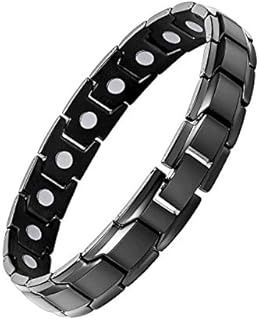 Feraco Mens Magnetic Therapy Bracelets for Arthritis Pain Relief Sleek Titanium Steel Magnetic Bracelet