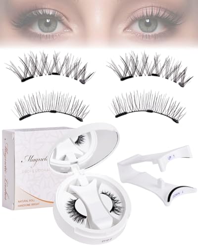 CULEB 1 Paire Faux Cils Magnetique Naturel,Cil Magnetique Réutilisables Applicateur,Aucune Colle,Faux Cils Magnetique Facile à Porter et Enlever avec Coffret Cadeau(CT10-2)