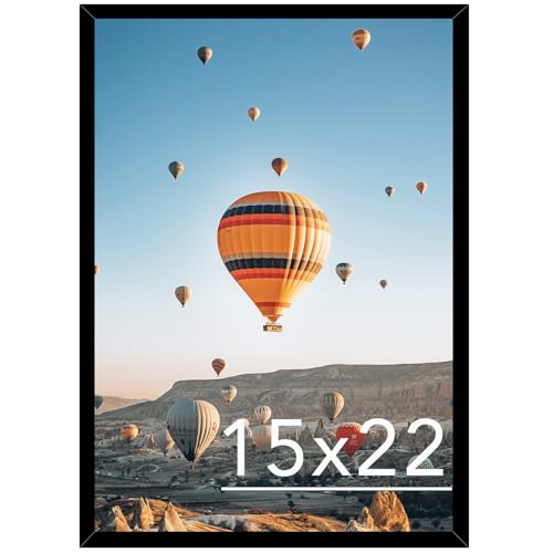 Image of JCJMY 15x22 Picture Frame for Poster Photo Picture, Horizontal and Vertical Formats for Wall Hanging, 15 x 22 Wall Gallery Poster Photo Frame for 15 by 22 Photos Posters, Black