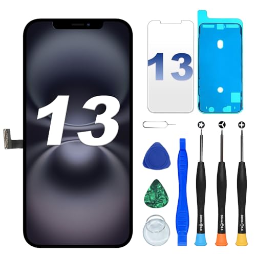 DIGI4U LCD für iPhone 13 Display Bildschirm Ersatz, 6,1" 3D Touch Truetone Face ID für iPhone 13 Display Digitizer Reparaturkits(A2482, A2631, A2633, A2634, A2635)