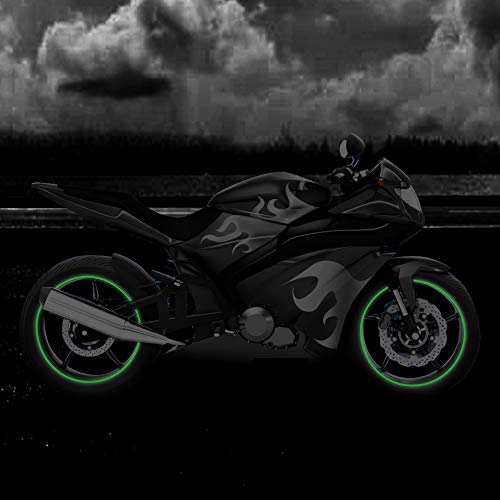 Image of TOMALL 18pcs Lengthen 16 inch-19 inch Reflective Wheel Rim Stripe Decal for Motorcycle, Car, Bike - Night Safety Decoration Universal Stickers (Green)
