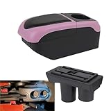 Console Centrale Box Bracciolo Per Citroen Per C3 C2 Box Portaoggetti Per Bracciolo Auto Portaoggetti Interno Posacenere Ricarica USB Avambraccio Supporto(Black-pink)