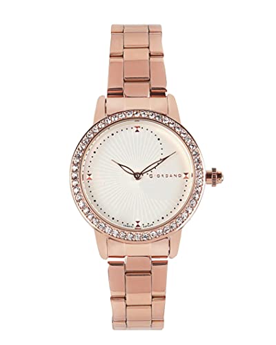 Image of Giordano Analog Diamond Studded Watch for Women With Metal Strap - Water Resistant, Elegant Ladies Wrist Watch to Compliment Your Look - Ideal Gift - GZ-60046