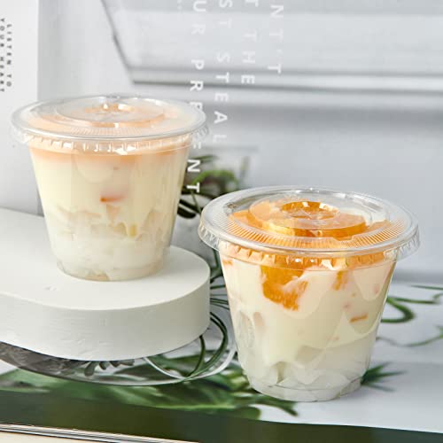 200 PACK 9 oz Clear Plastic Cups with Flat Lids