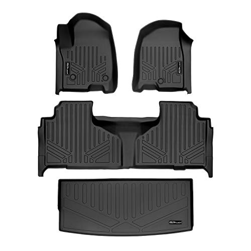 SMARTLINER 2 Row Floor Mats & Cargo Liner Behind 3rd Row Set Compatible with 2021-2023 Tahoe/Yukon w/ 2nd Row Bench Seat