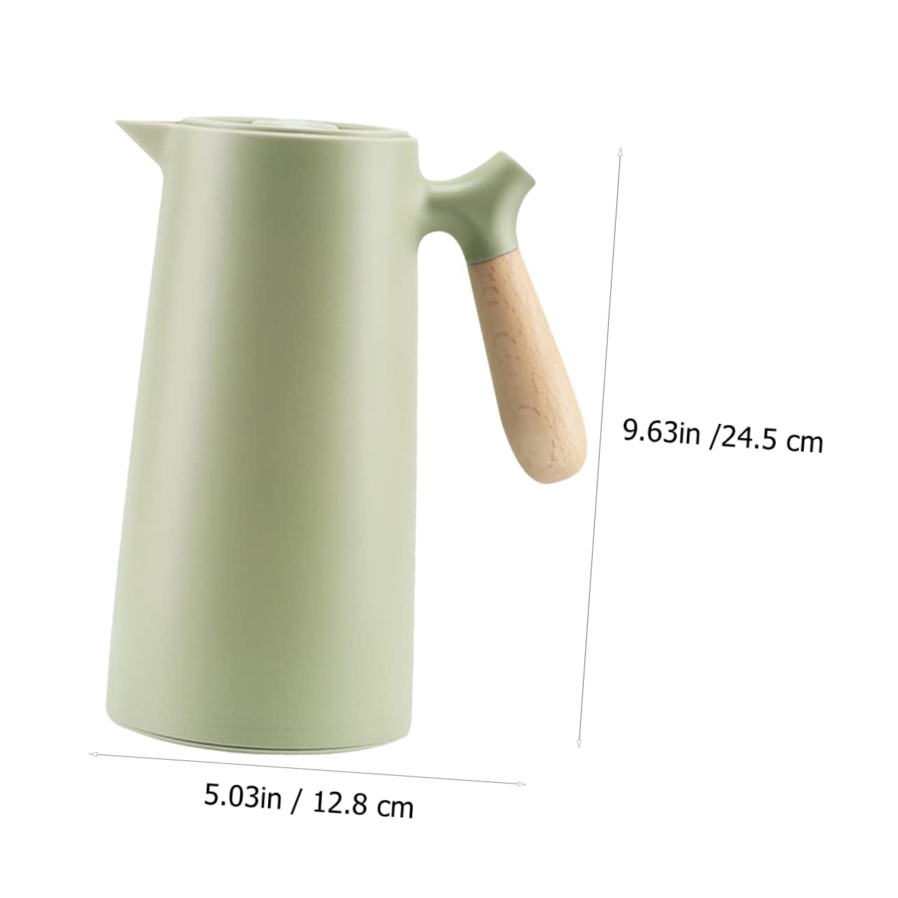 Mikinona 1l Isolierflasche mit Holzgriff im Nordischen Stil Thermoskanne für Kaffee und Wasser Doppelwandig Gesund und Sicher für Zuhause und Unterwegs