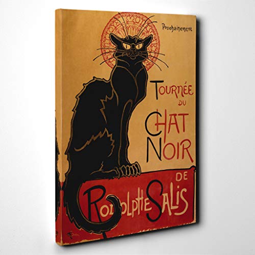 Theophile Steinlen Chat Noir Cat Canvas Wall Art Print Ready to Hang Picture, 30 x 20 Inch (76 x 50 cm), Multi-Coloured