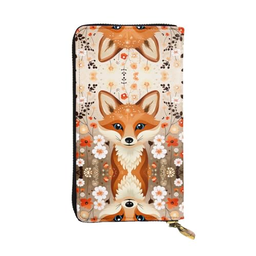 Portefeuille en cuir imprimé The Fox in the Bush long avec porte-cartes