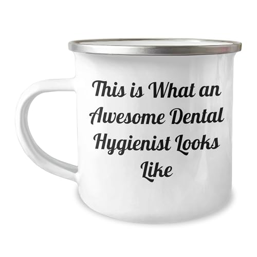 NAPAVI Dental Hygienist Proud Camping Mug, Funny Quote 'This Is What An Awesome Dental Hygienist Looks Like', Gifts from Friends for Dental Hygienist Birthday