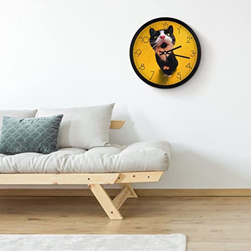 Pendule murale chat marrant et silencieuse de 25.4cm pour decoration de bureau