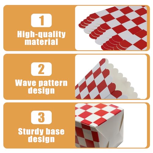 Image of 50 Pcs Popcorn Boxes Mini Paper Popcorn Box Cardboard Popcorn Container for Party Disposable Snack Candy Popcorn Bags Popcorn Holder for Movie Nights Birthday Wedding (Red Checkered)