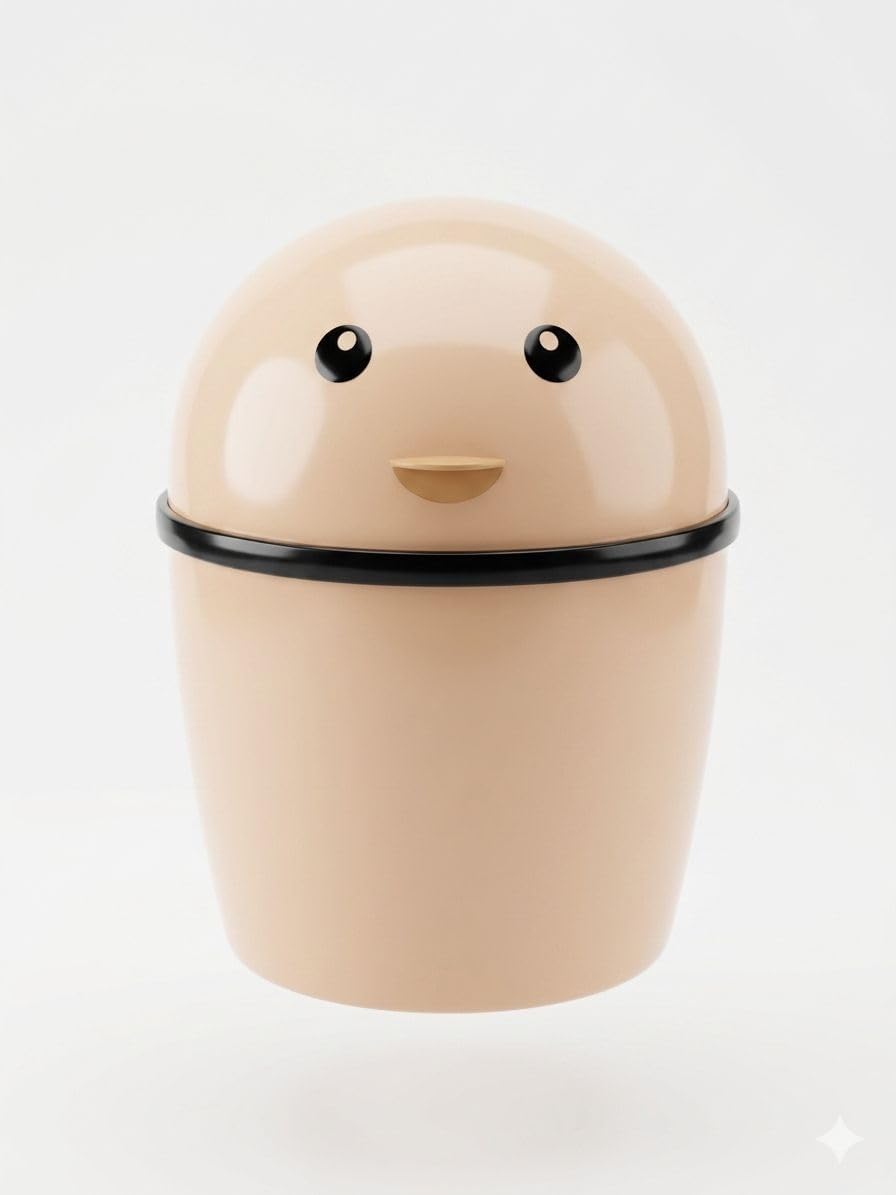 Mini Plastic Dustbin with Cleaning Brush Desktop Table Dustbin Compact Garbage Bin Portable Waste Basket for Office Study Desk Kitchen Bathroom Makeup Table Car Countertop Organizer (Multicolor, 1Pcs)-image-21