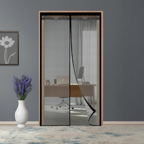 Image of The Furnishing Tree Strong Magnetic Mosquito Net Door Curtain | Automatic Self Closing | Designer Lace at the top with Breathable Fly Protection for Main Door, Balcony, Kitchen & Bedroom, 210x100 CM.