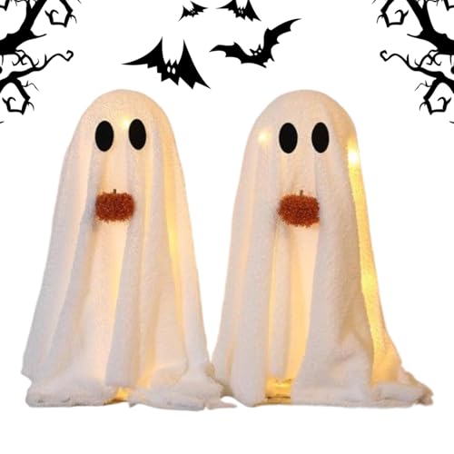 Decoración Fantasma | Fantasmas Iluminados Decoración Espeluznante - 2 Piezas Centros De Mesa para El Hogar para Interior Exterior Sala De Estar Escritorio Chimenea Dormitorio Jardín Porche Patio