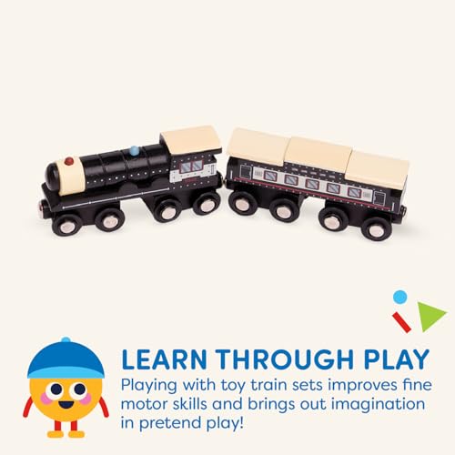 Battat BT2707Z Classic Trains – 6Pc Wooden Railroad Set – Magnetic Toy Trains thumb #2