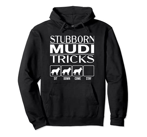 Stubborn Dog Tricks, funny dog gift idea, Funny Mudi Pullover Hoodie, Black