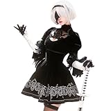 Women Vintage Gothic Black Leotard Dress Cosplay Outfits Backless Skirt Party Halloween Costume with Gloves Stockings (L-Black2)