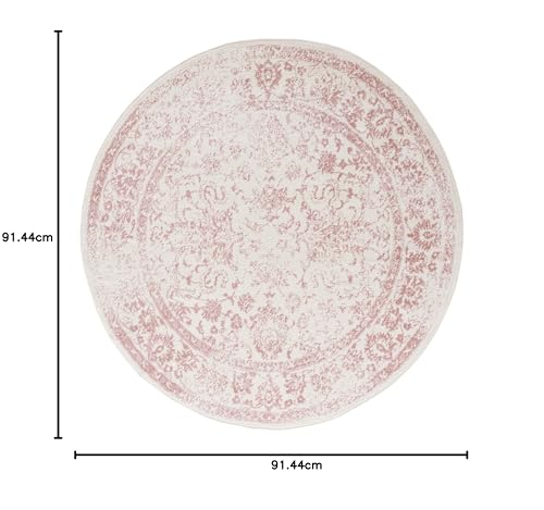 Safavieh Distressed Rug for Living Room Dining Room, Bedroom - Adirondack Collection, Short Pile, in Ivory and Rose, 91 x 91 cm - Image 2