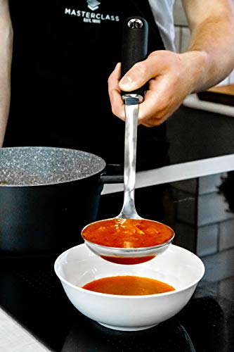 MasterClass Soup Ladle with Soft Grip Handle, Stainless Steel, 34 cm - Image 6