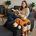 Crochet Dog Sofa Organizer, 2-Pocket Cute Handmade Crochet No-Slip Dog Sofa Armrest Organizer Caddy, Remote Control and Mug Holder for Living Room, Bedroom, Dorm Decor (A)