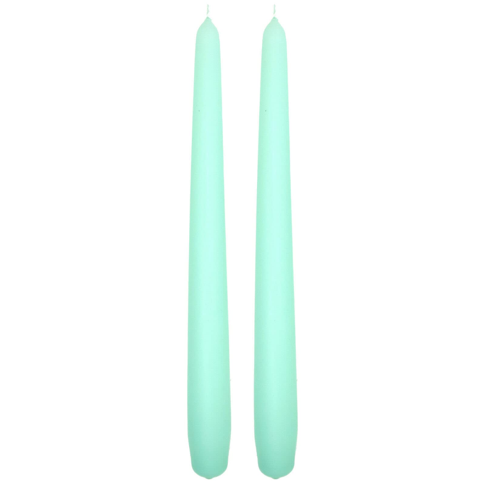 Tapered Dinner Candles, Pack of 2, Unscented, Long Burning Time, 24 cm / 9.45" (Fresh Mint, Matt)