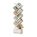 HMBB Bücherregal, 9-Regalbaum Bücherregal Holz Bücherregale mit Schublade, Bodenstuhl-Bücherregal im Wohnzimmer Home Office, Baumregal Anzeigen Organizer für Bücher/Magazine/Ornamente, weiß