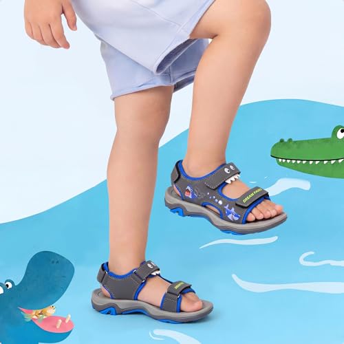 Image of DREAM PAIRS Boys Girls Summer Sandals | Outdoor Athletic Kids Sport Water Shoes Anti-slip Toddler Lightweight Comfortable Cute Cartoon Quick-drying