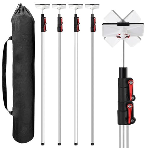 12FT Dust Barrier Poles 4 Pack with Carry Bag Stainless Steel Spring Retractable Zipper Wall Poles Kit for Home Renovation Construction & Isolation Work