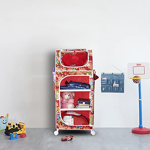 Image of Little One's | 4 Plastic Shelves Baby Wardrobe /Toy Organizer | Jungle Red | TB4 /AR
