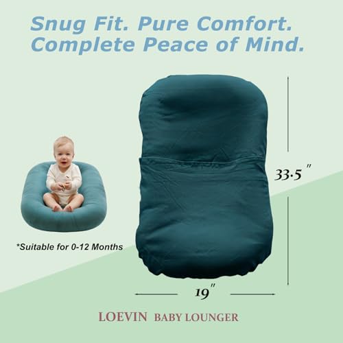 Image of Baby Lounger for Newborn 0-24 Months, Soft Portable Infant Nest & Play Mat & Diaper Changing Pad for Home,Travel & Floor Time, Newborn Babies Essentials Gifts(Peacock Green)