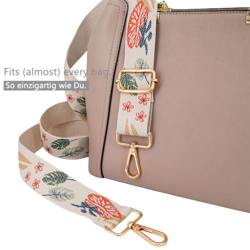 Image of Replacement Purse Strap Shoulder Strap Adjustable Crossbody Strap for Women Crossbody Wide Shoulder Bag, Khaki Leaves-gold Hardware, 28-51 inches x 1.5 inches