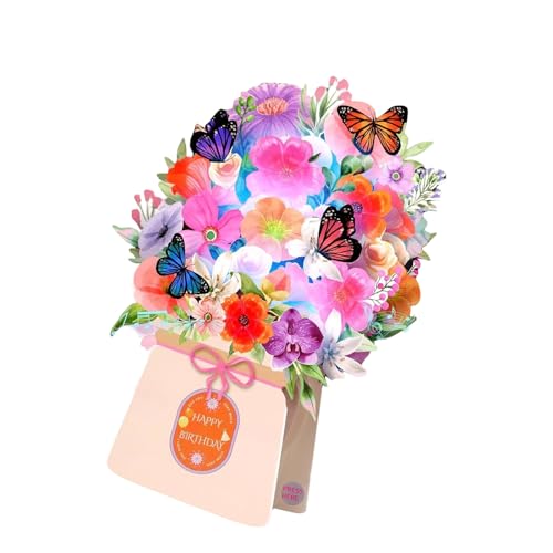 Bouquet de fleurs 3D carte d'anniversaire lumineuse pour illuminer la table des fêtes en famille