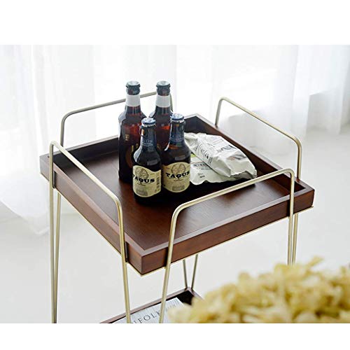 Kxa 2 Tier Wine Trolley Wrought Iron Mobile Household Multifunctional Service Trolley (Gold, 75 * 43 * 43Cm) #TOP4