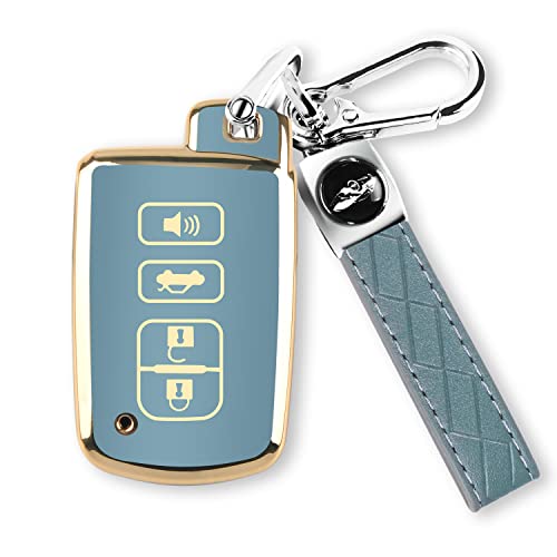 MILD EAST for Toyota Key Fob Cover with Keychain, 4 Button Car Key Case Shell for Tacoma Highlander Corolla Sequoia Camry Tundra Avalon RAV4 4Runner, Golden Edge Soft TPU Easy to Press by MILD EAST - Used condition - US$12.60