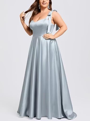 SHANDUAO Long A-line Bridesmaid Gowns Spaghetti Straps Satin Prom Dresses with Slit Sweetheart Neck Evening Party Dress Olive Green-10 - Thumbnail 3