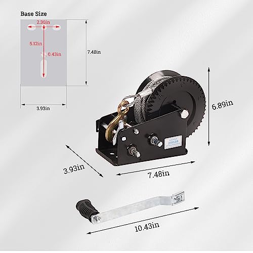 LFGUD Hand Winch Boat Trailer Winch 3500lbs Heavy Duty Hook with 33ft Steel Cable, Ratchet Manual Operated Winch for Trailers ATV UTV Boat Marine by LFGUD - Used condition - Image 7