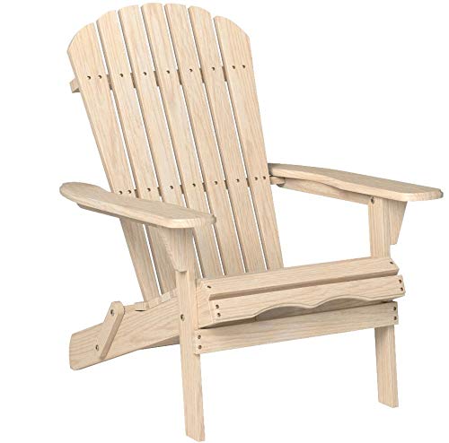 Merry Garden Foldable Wooden Adirondack Chair, Outdoor, Garden, Lawn, Deck Chair, Natural