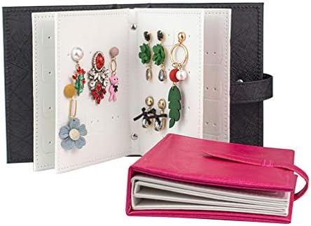 Mordoa Jewelry Earrings Organizer Book, Small Portable Travel Jewelry Earrings Ear Studs Organizer Holder Display Storage Bag Case Box, Capable to Hold 42 Pairs of Earrings (Black)