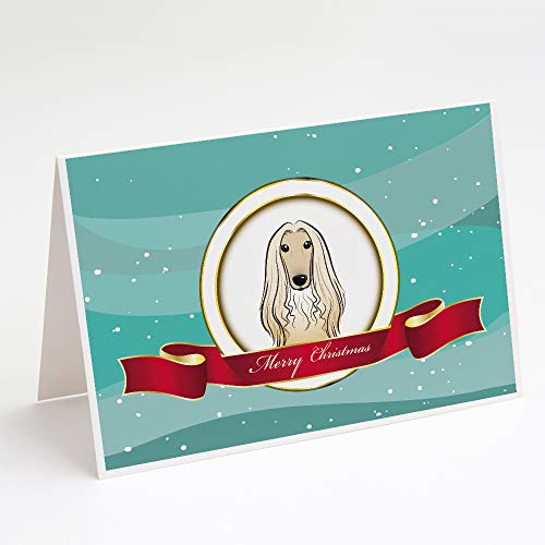Caroline's Treasures BB1554GCA7P Afghan Hound Merry Christmas Greeting Cards and Envelopes Pack of 8 Blank Cards with Envelopes Whimsical A7 Size 5x7 Blank Note Cards