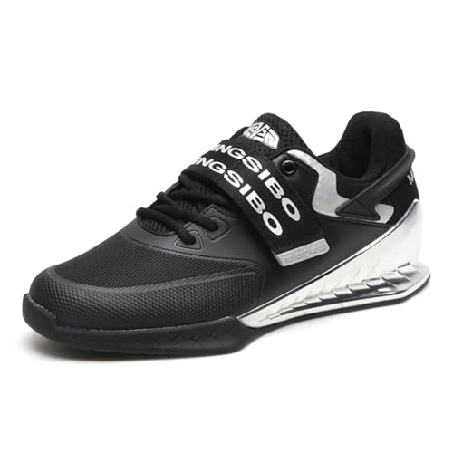 JiuQing Scarpe da Sollevamento Pesi per Uomo E Donna Traspiranti Antiscivolo per Stacco da Terra E Cross-Training,Nero,45 EU