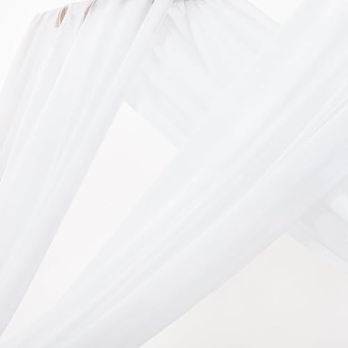 Miniatura 3 de MLMC 2 paneles de tela blanca para arco de boda, 29 pulgadas x 20 pies, cortinas de gasa extralargas, cortinas de telón de fondo transparentes de