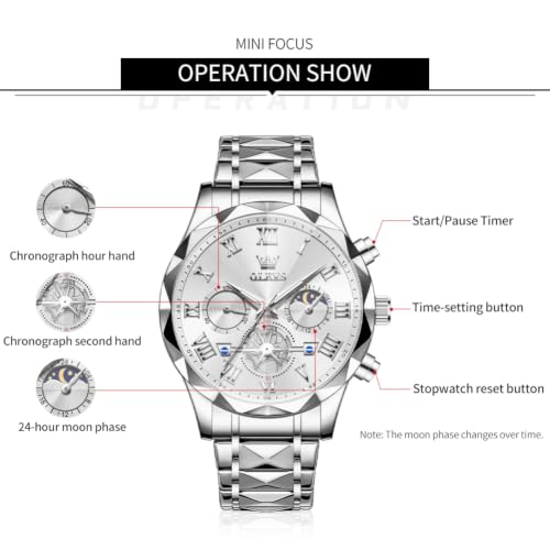 Image of OLEVS Watch for Men Chronograph Business Dress Large Face Mens Wristwatches