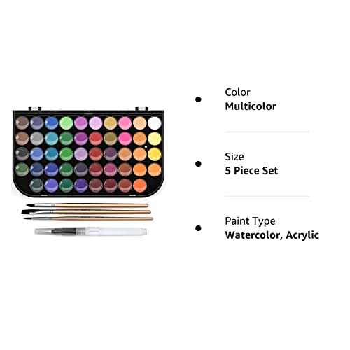 Nicpro Watercolor Paint Set, 48 Water Colors Kit With 3 Squirrel Brushes, Palette, Watercolor Pen, Non-Toxic Painting Supplies For Kids, Adults, Students, Beginners And Artists #TOP6