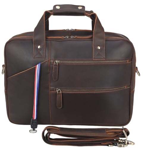 Masa Kawa Leather Briefcase for Men 15.6