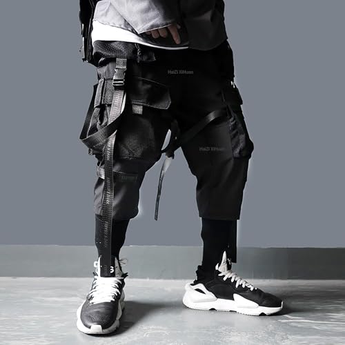 Men's Japanese Streetwear Techwear Cargo Pants with Design Dark Multi Pocket Pants Functional Tactical Trousers2