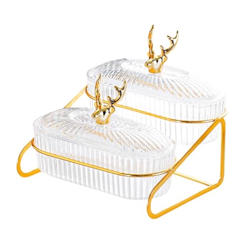 LOVIVER Assiette à salade de fruits secs avec support, plateau de service élégant pour apéritifs et biscuits, pour le salon ou la famille, Clair